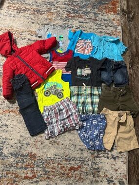 Kids Matching Set - Red Jacket & Mixed Tops and Shorts